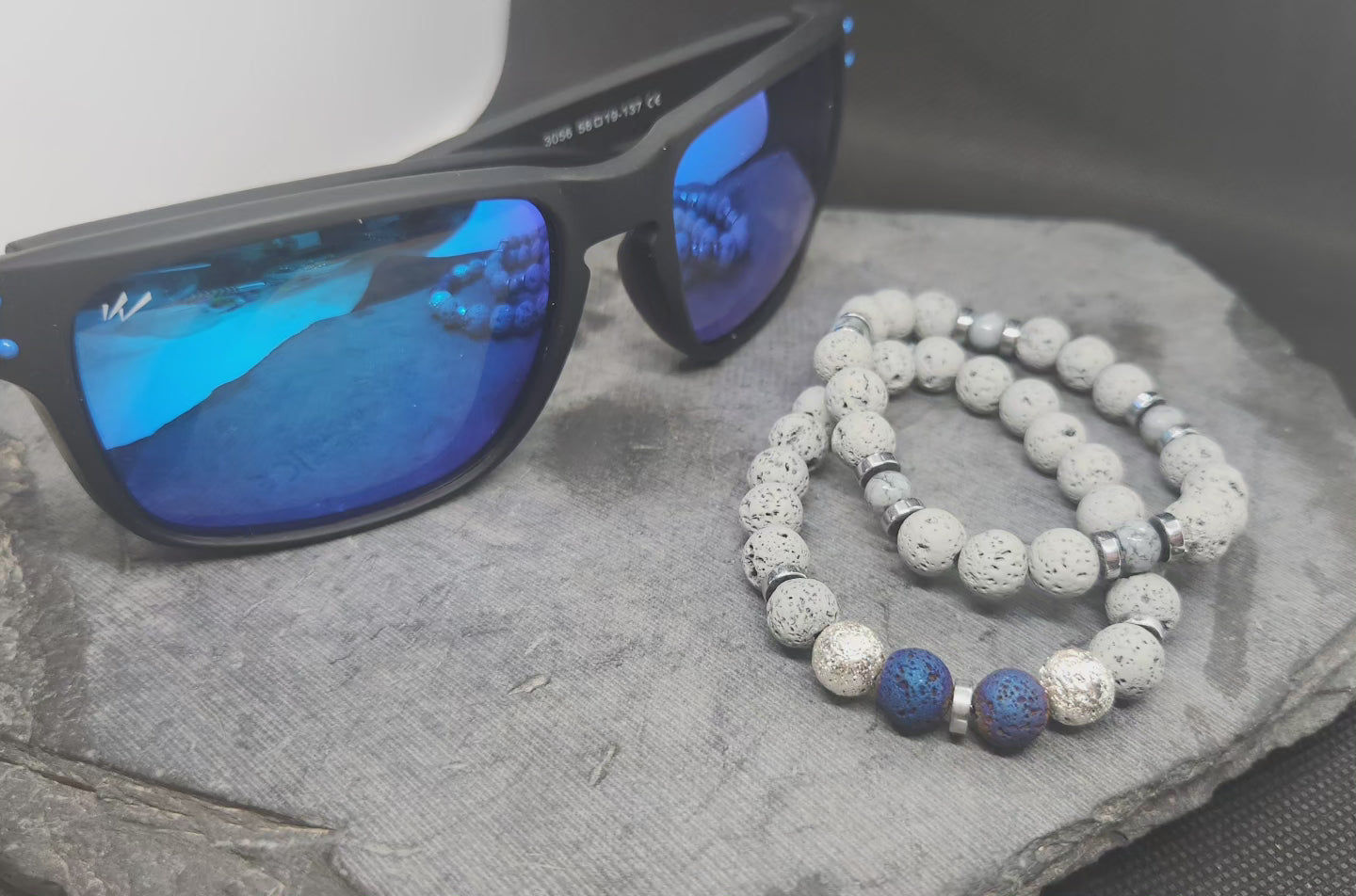 Volcanic Gray and Blue Bracelet