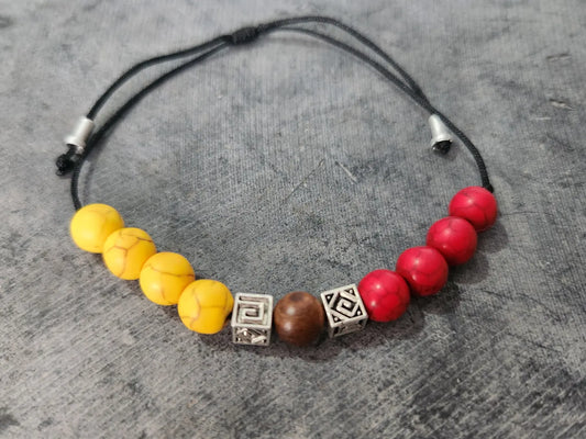 Adjustable natural stone marble men's bracelet